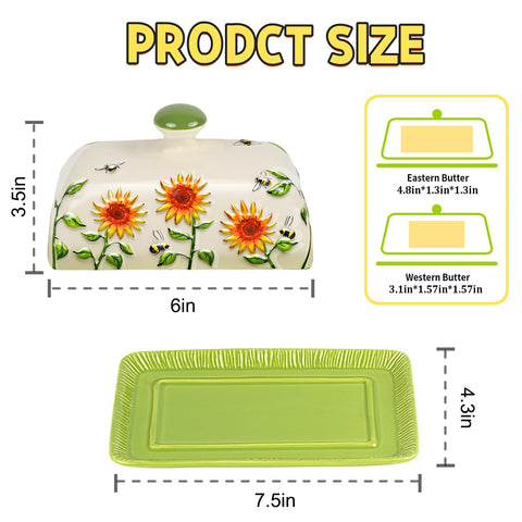 CADVJXZ sunflower butter dish closeup design details with sunflowers