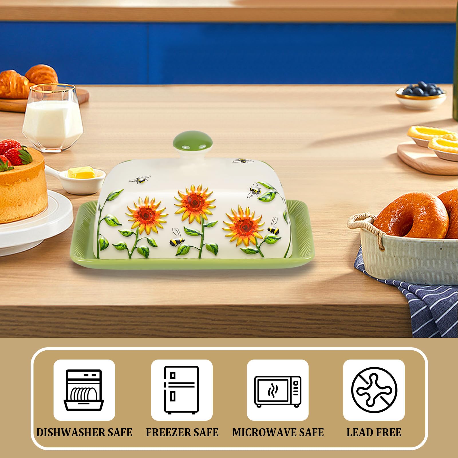 CADVJXZ sunflower butter dish dishwasher-safe for easy cleanup