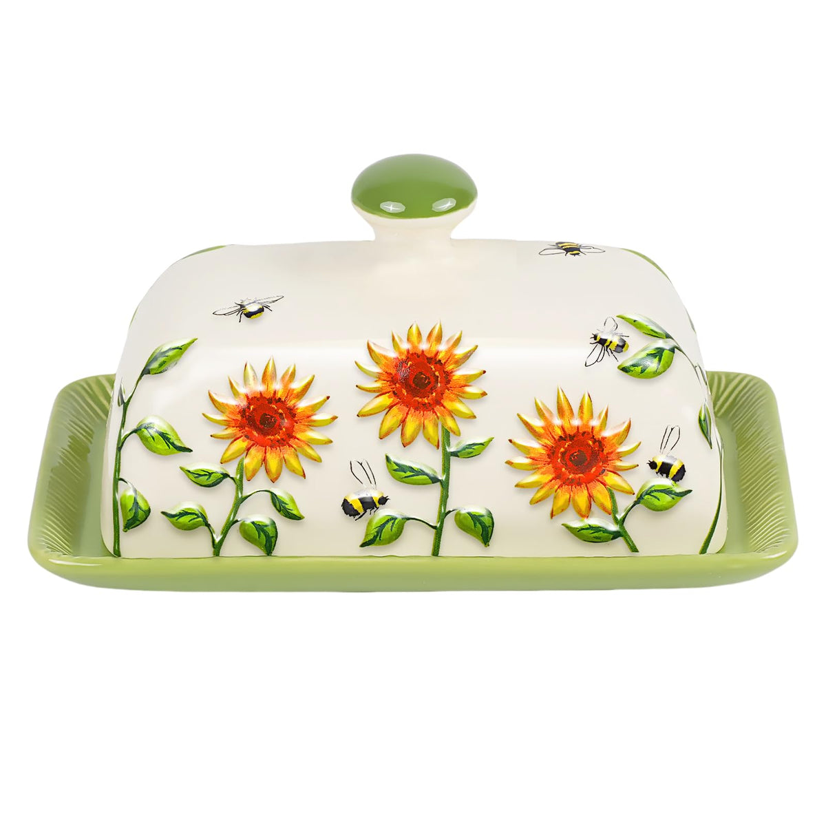 CADVJXZ sunflower butter dish on countertop keeps butter ready for use