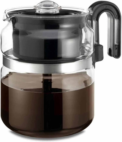 CAFÉ BREW Collection 8-Cup glass percolator on stove for rich aroma and clarity