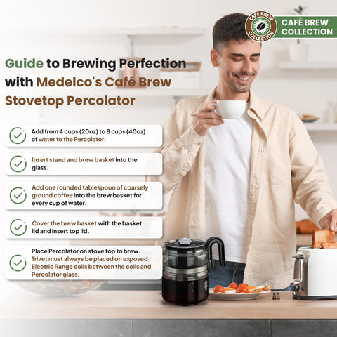 CAFÉ BREW Collection brewing on electric range for versatile use