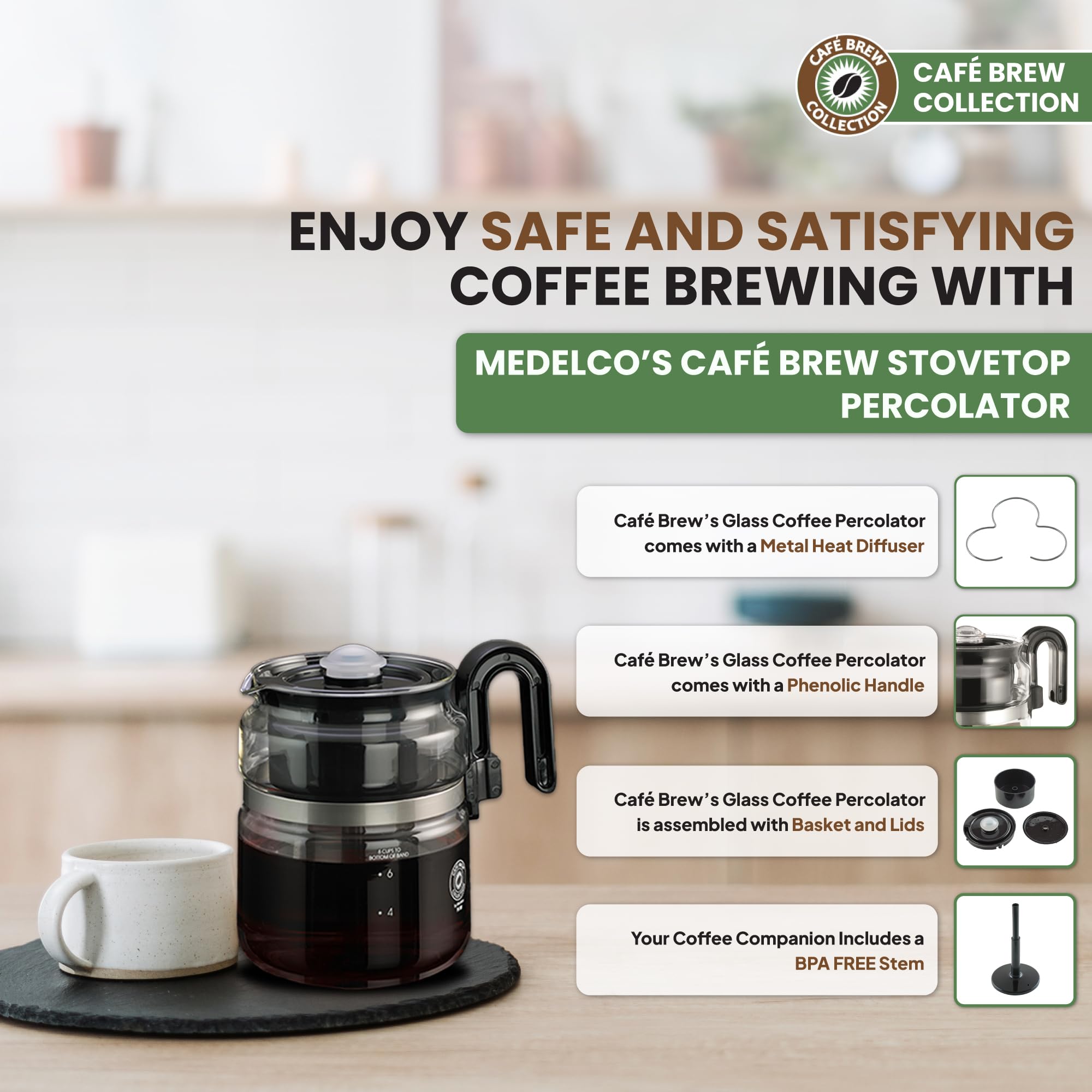 CAFÉ BREW Collection metal heat diffuser for even heating