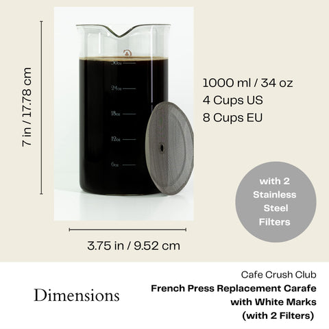 Cafe Crush Club white measurement marks help precise coffee brewing.