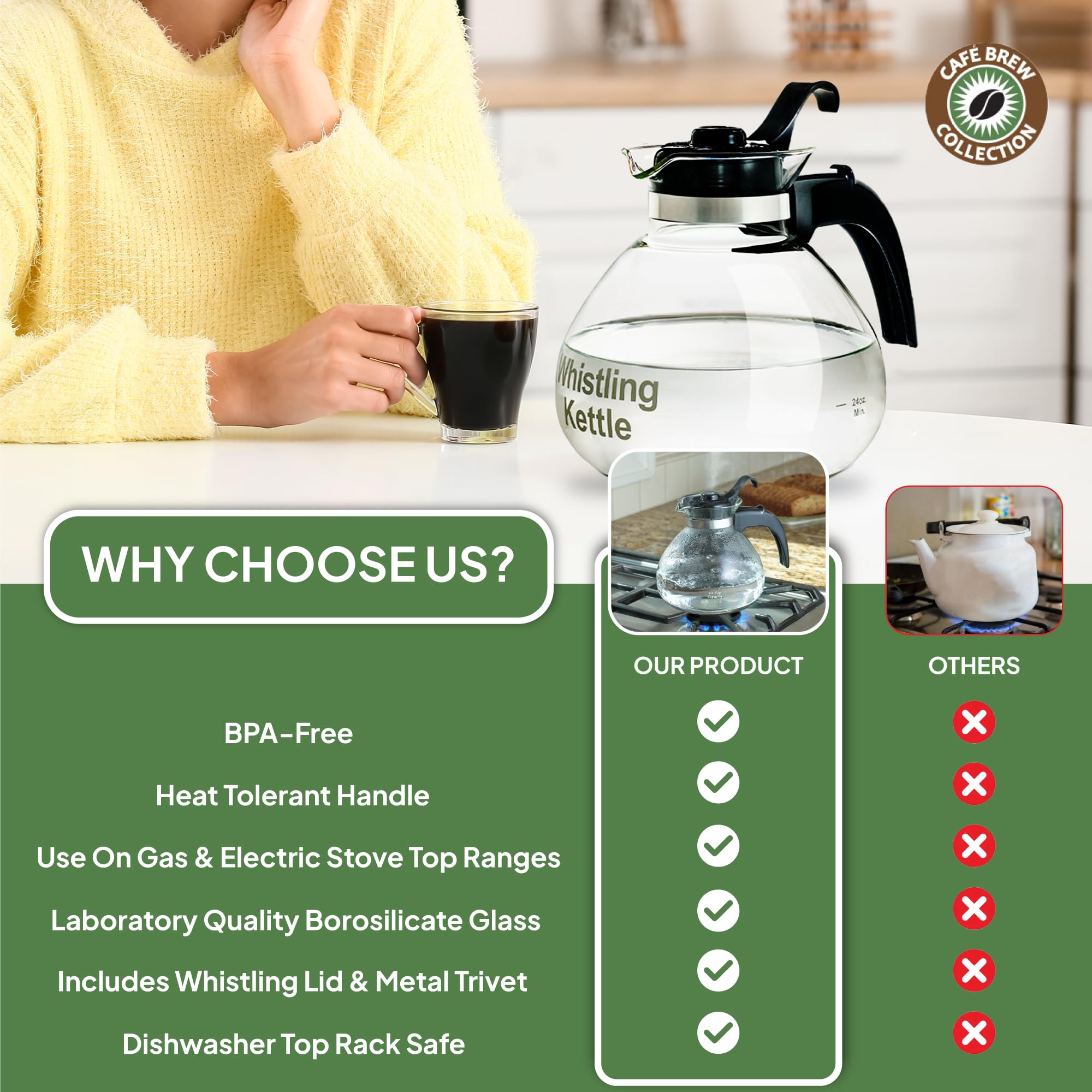 CAFÉ BREW COLLECTION BPA-free kettle keeps tea pure and safe to use