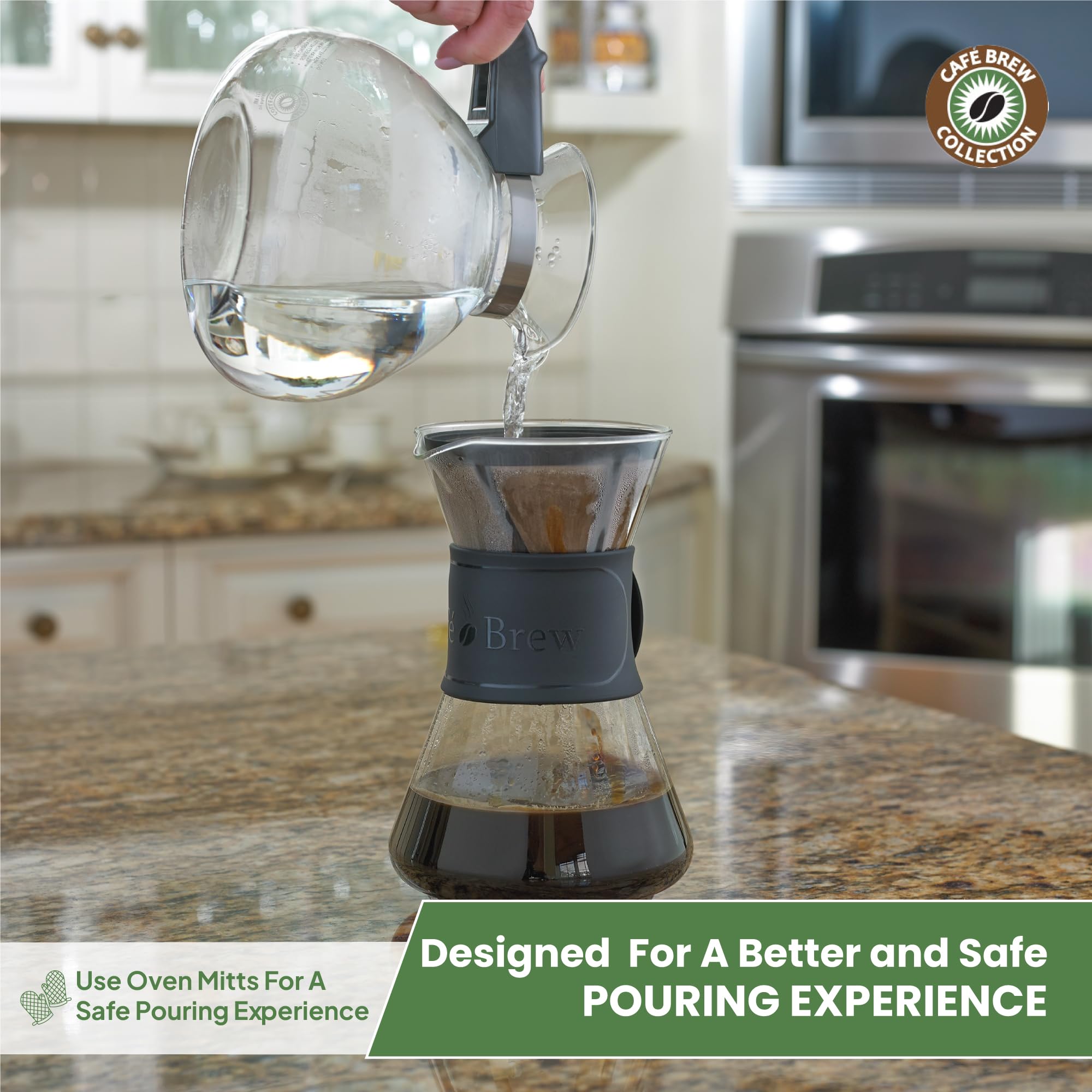 CAFÉ BREW COLLECTION borosilicate glass emphasizes heat resistance and durability
