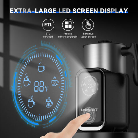 CafeGrace 21 oz capacity ideal for multiple servings of latte or cappuccino.