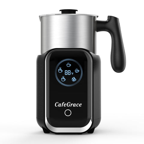 CafeGrace 5-in-1 milk frother with LCD display for easy froth selection and temperature readout.
