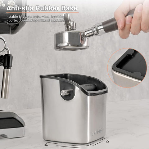 CAFEMASY anti-slip base keeps the knock box steady on your counter.