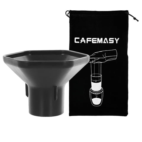 CAFEMASY coffee funnel for Aeropress keeps grounds tidy during transfer