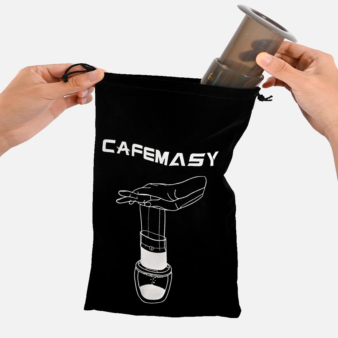 CAFEMASY funnel transfers grounds from grinder to Aeropress chamber