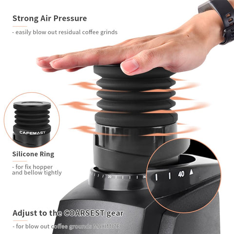 CAFEMASY cleaning brush included for fast grinder maintenance