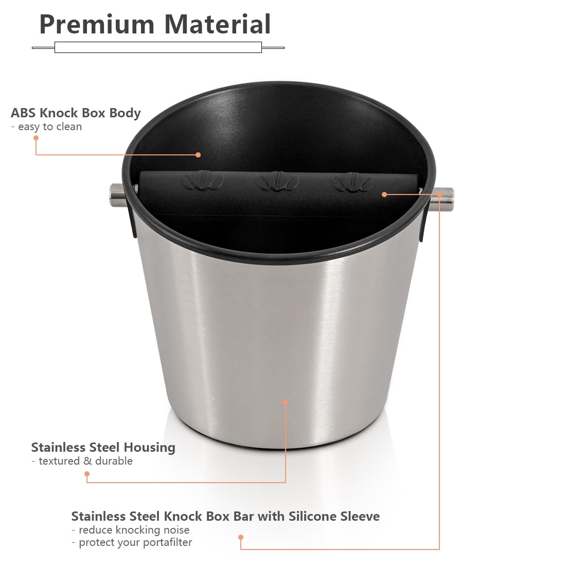 CAFEMASY 13 cm tall knock box designed to fit on drip tray.