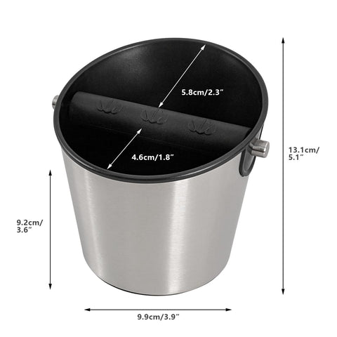 CAFEMASY compact dump bin for coffee grounds after tamping.