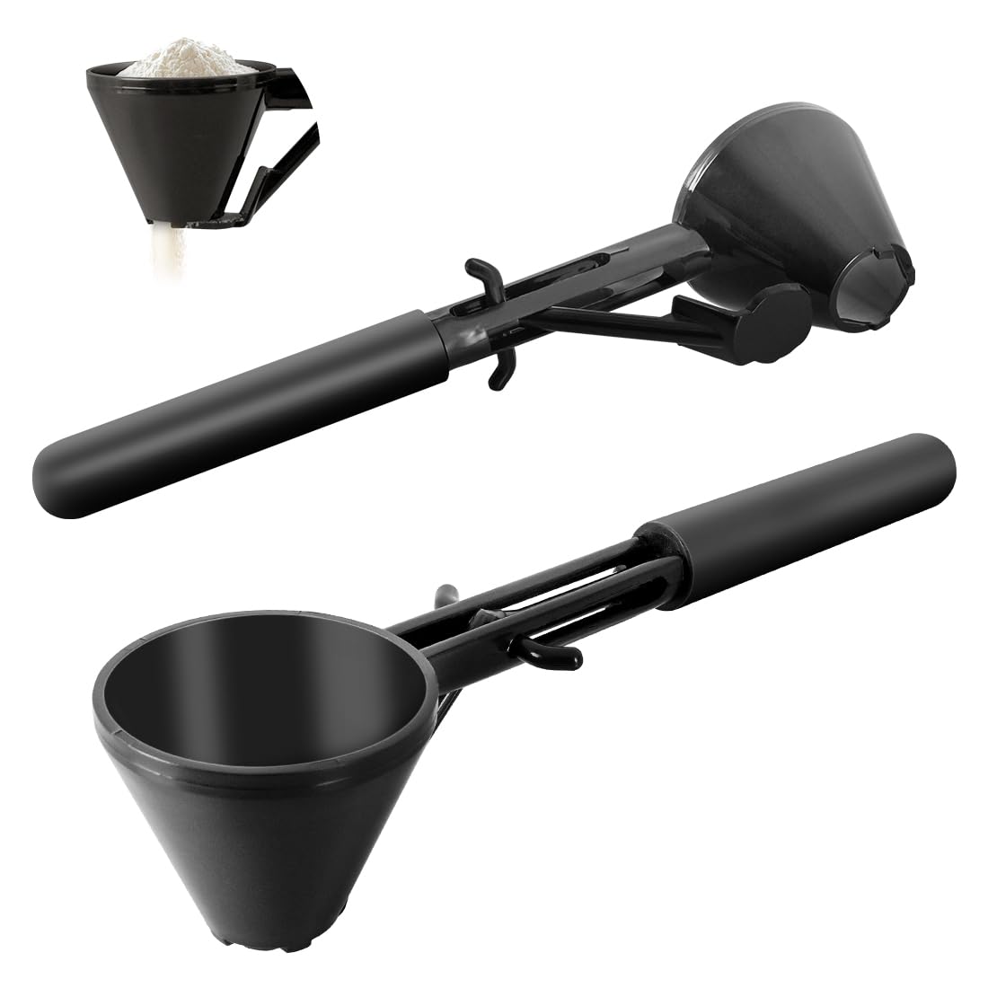CAFEMASY packaging powder scoop funnel 2pcs for mess-free powder transfer.