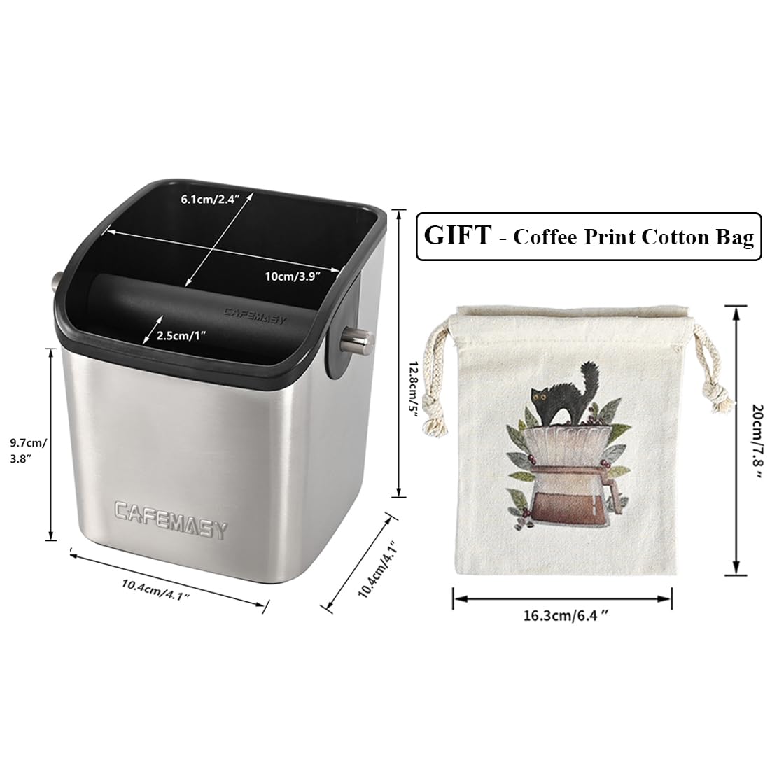 CAFEMASY 10 cm opening fits common portafilters for fast home barista routines.