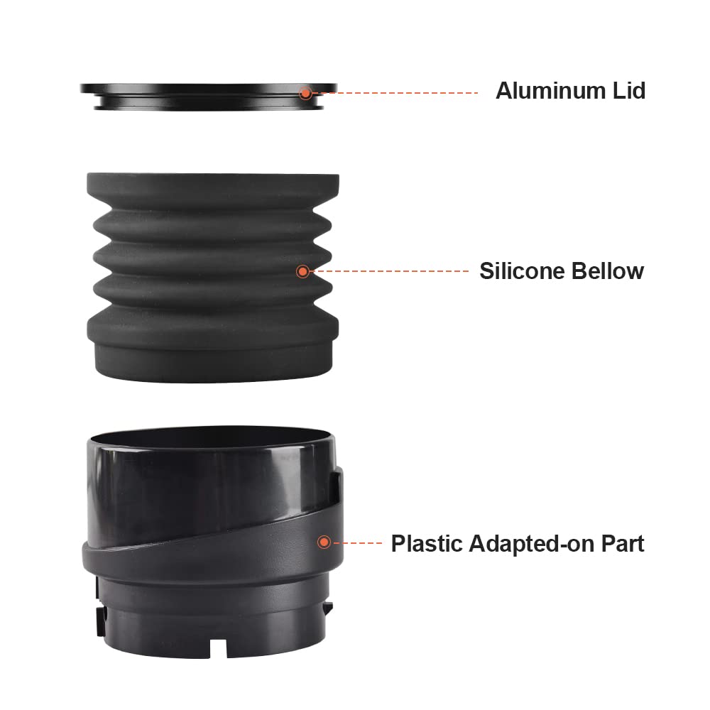 CAFEMASY silicone bellow shown for quick, residue-free cleaning of grounds