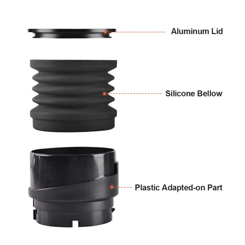 CAFEMASY silicone bellow shown for quick, residue-free cleaning of grounds