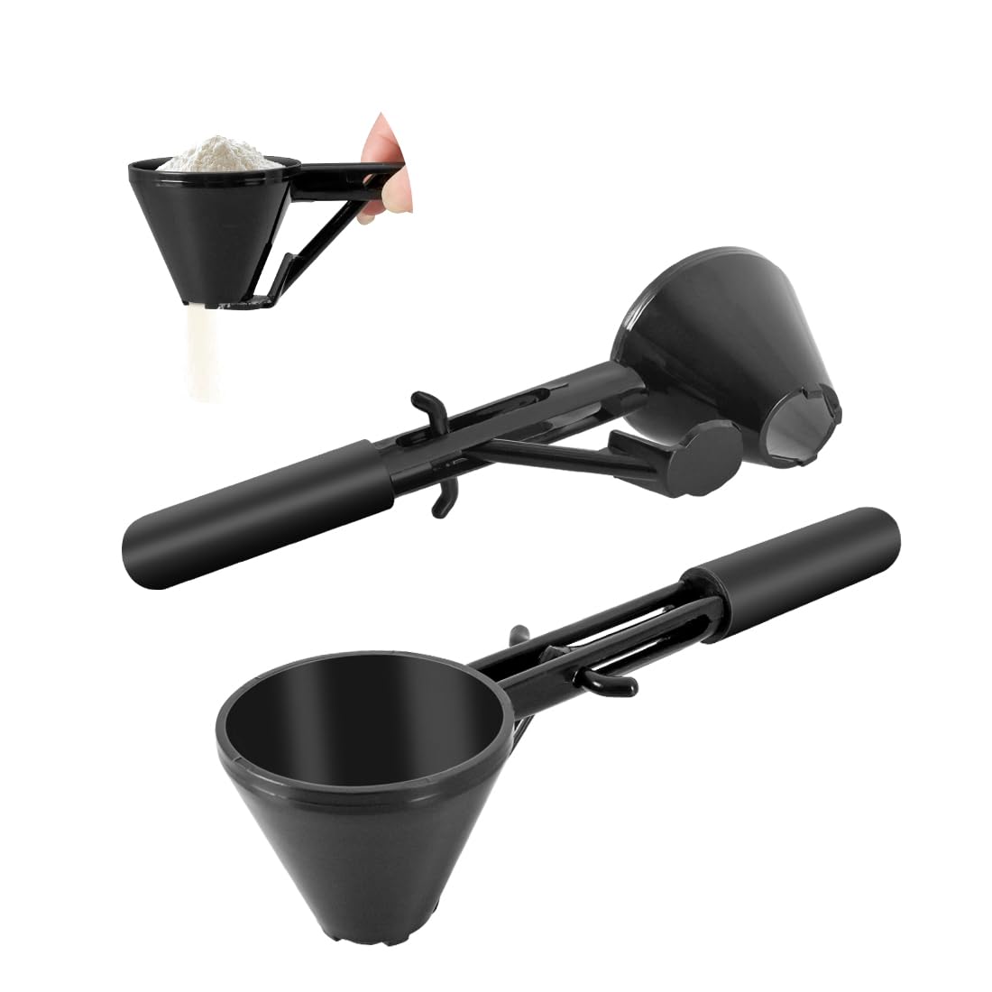 CAFEMASY water bottle funnel 2-pack enables spill-free powder transfer.