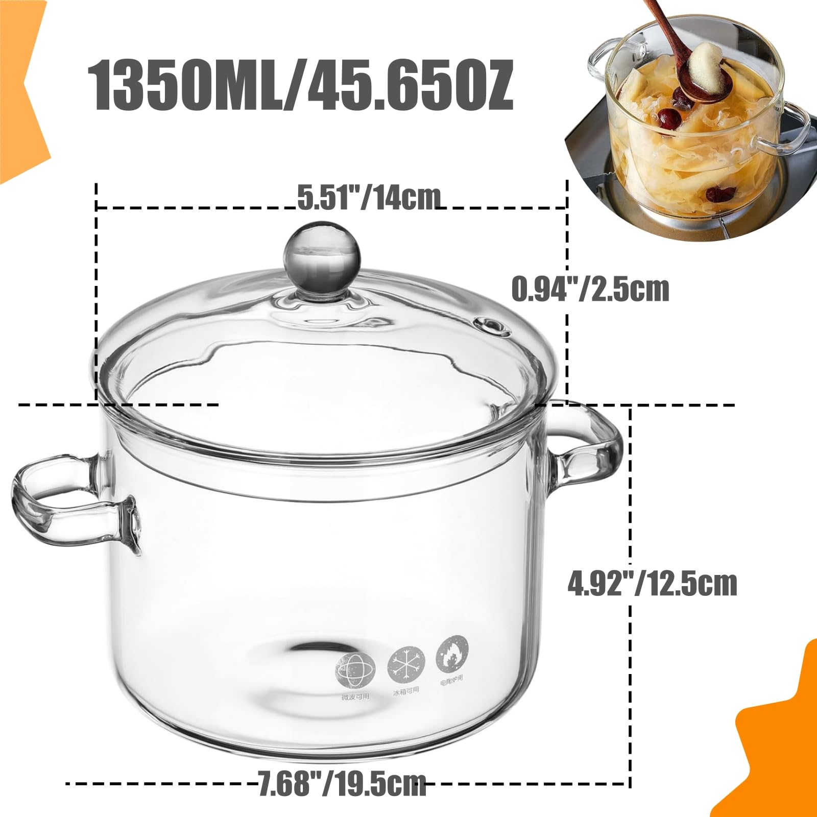 CAFEZAYO glass simmer pot with two handles to prevent burns