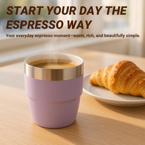 Cafezi 2-pack navy espresso cups ideal for home or cafe use.