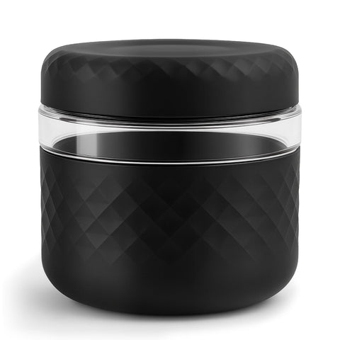 Cafezi 24 oz glass lunch bowl with lid, leakproof for on-the-go meals.