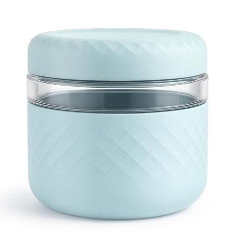 Cafezi 24oz glass lunch bowl with lid for mess-free meal prep.