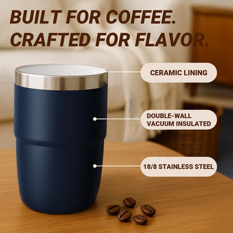 Cafezi cup with magnetic lid demonstrates effortless one-handed operation and splash protection.
