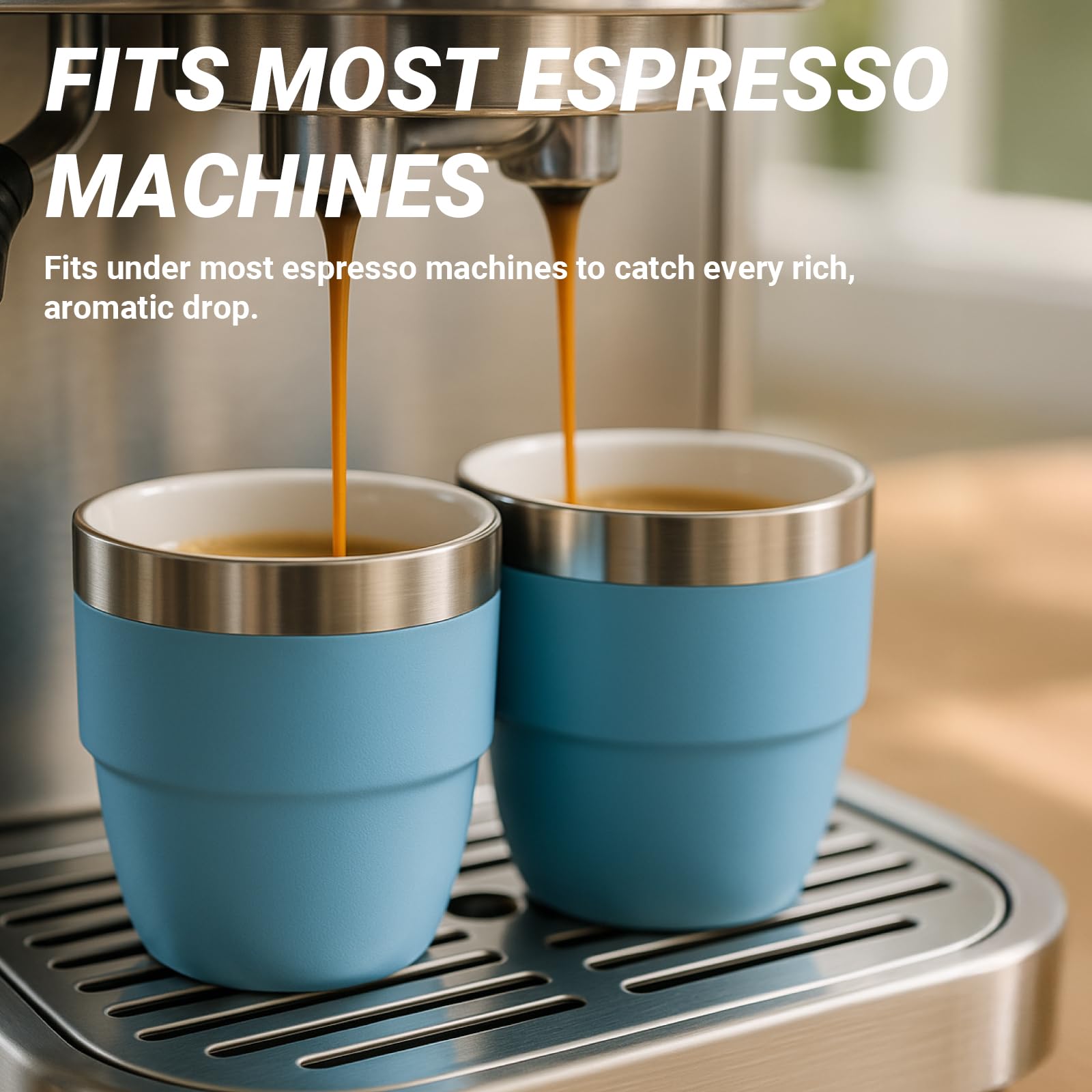 Cafezi navy dishwasher-safe espresso cup for quick cleanup.