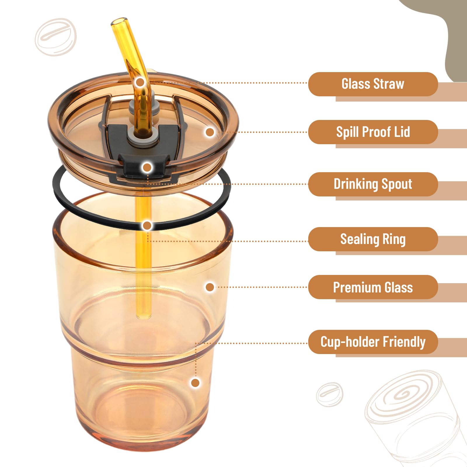 Cafezi dishwasher-safe glass tumbler cleans up quickly after beverages.