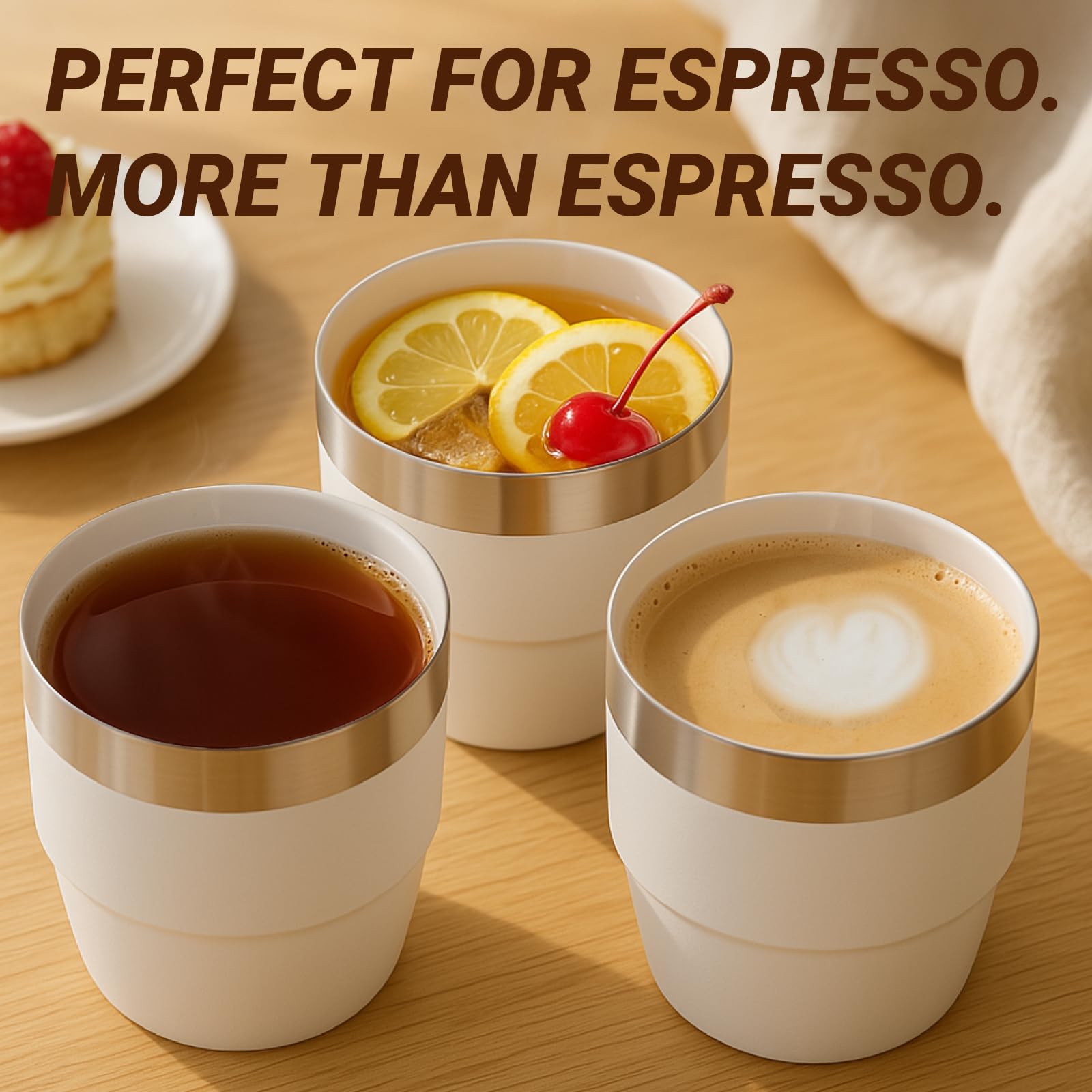 Cafezi navy espresso cup suited for espresso, macchiato, or cortado.