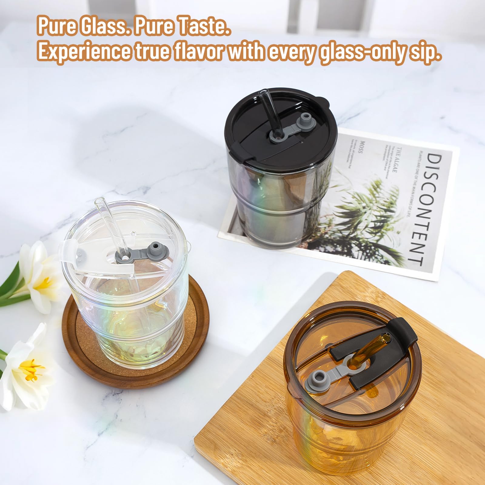 Cafezi glass straw included for smooth sipping with the 13 oz tumbler.
