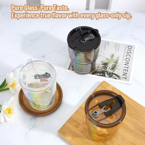 Cafezi glass straw included for smooth sipping and easy cleaning.