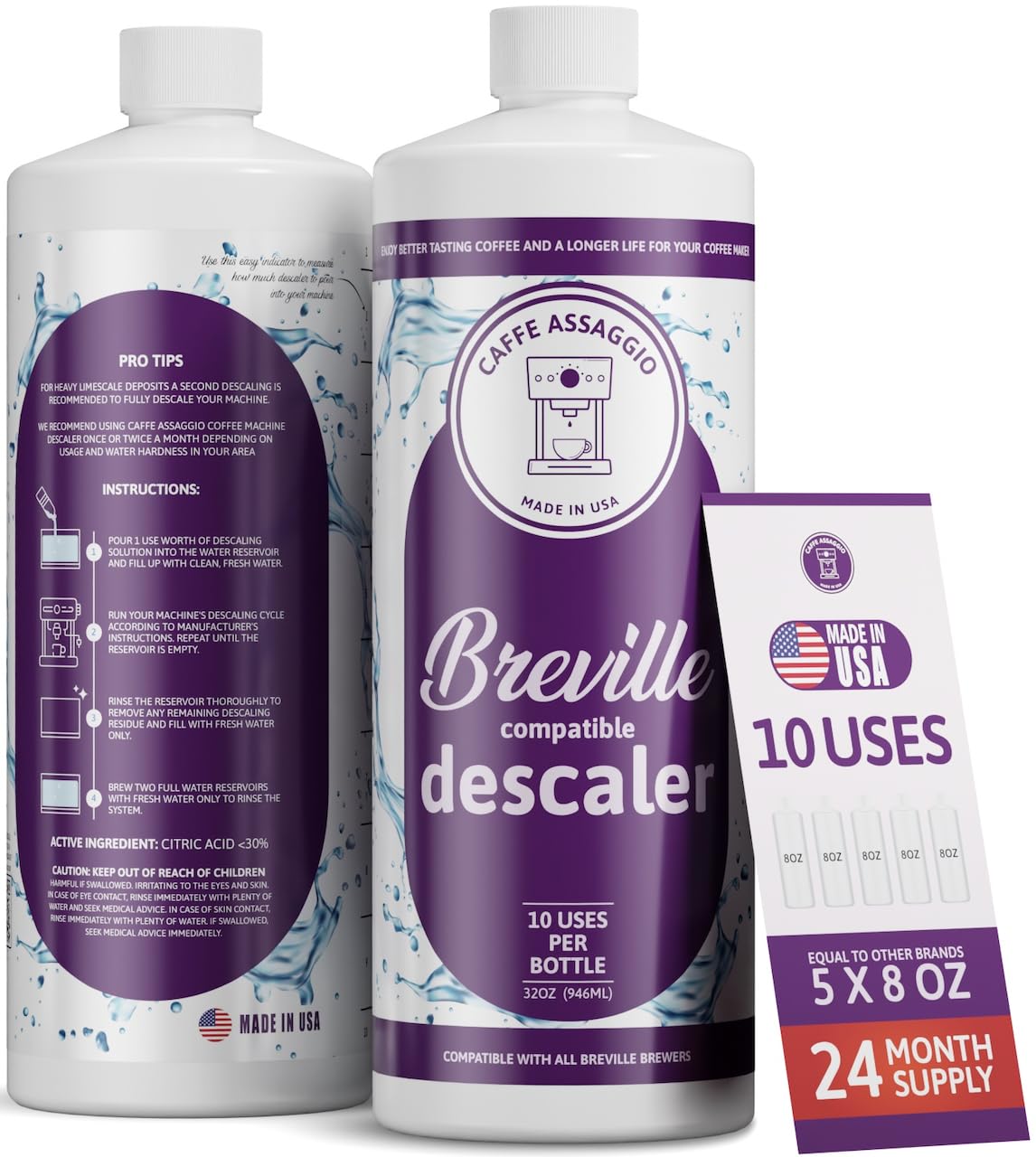 USA-made label indicating locally produced, carbon-friendly descaler