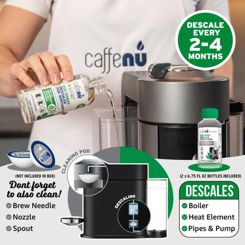 Caffenu brand packaging highlights a high-concentration formula for efficient cleaning.