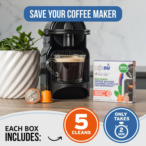Caffenu Nespresso cleaning pod compatibility with OriginalLine machines for broad use.