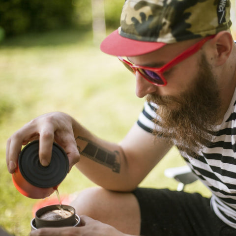 Cafflano Klassic etched stainless filter dripper ready for reuse