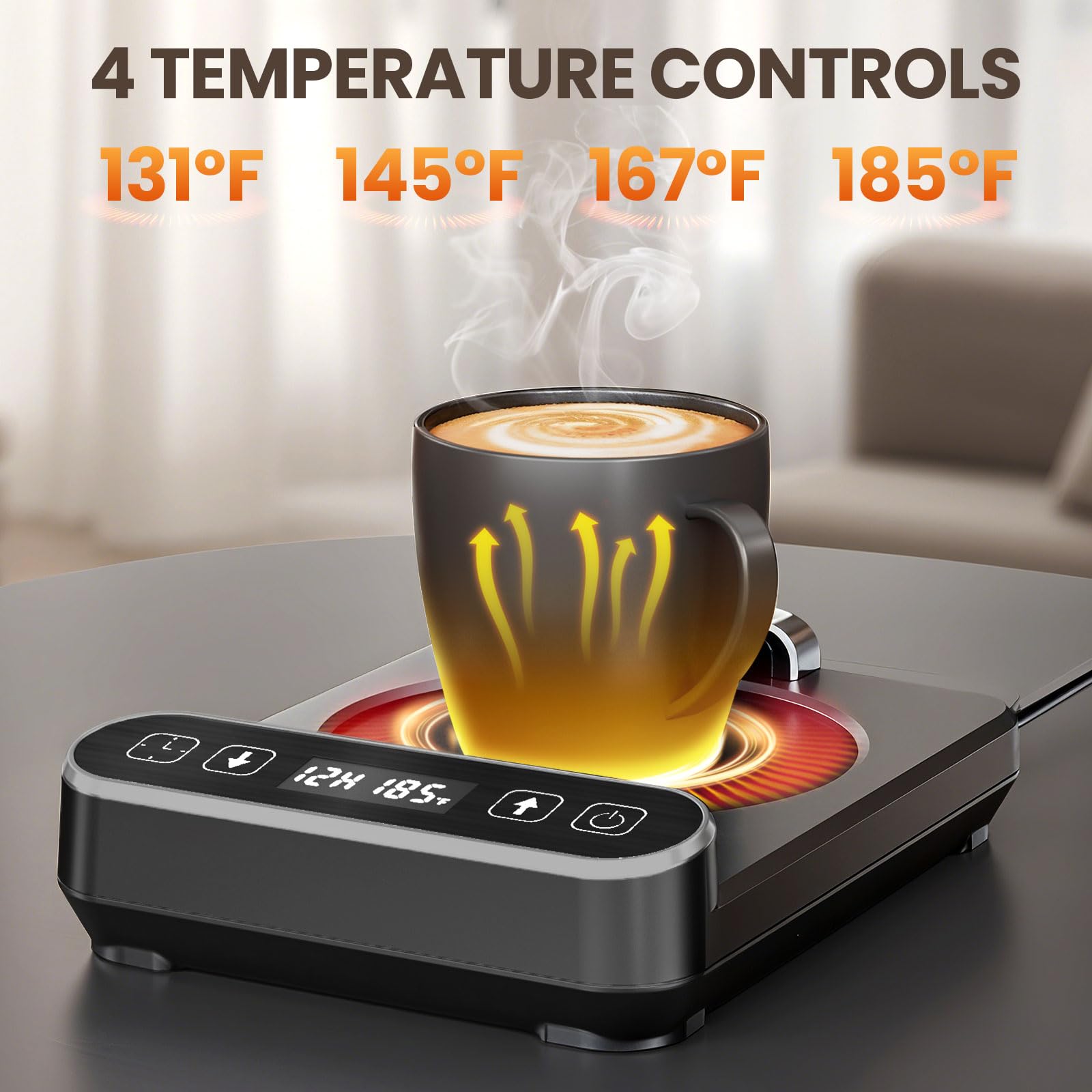 Six temperature settings let you tailor warmth from 130 to 185 degrees