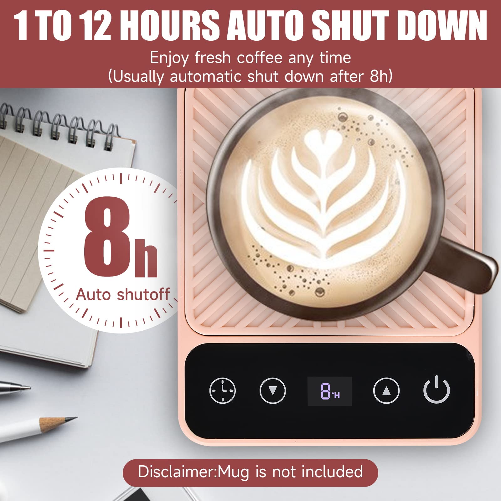 Cafzed Mug Warmer auto shutoff indicator provides safety during long work sessions.