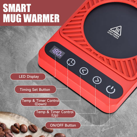 Cafzed Mug Warmer delay timer lets coffee stay ready when you are.