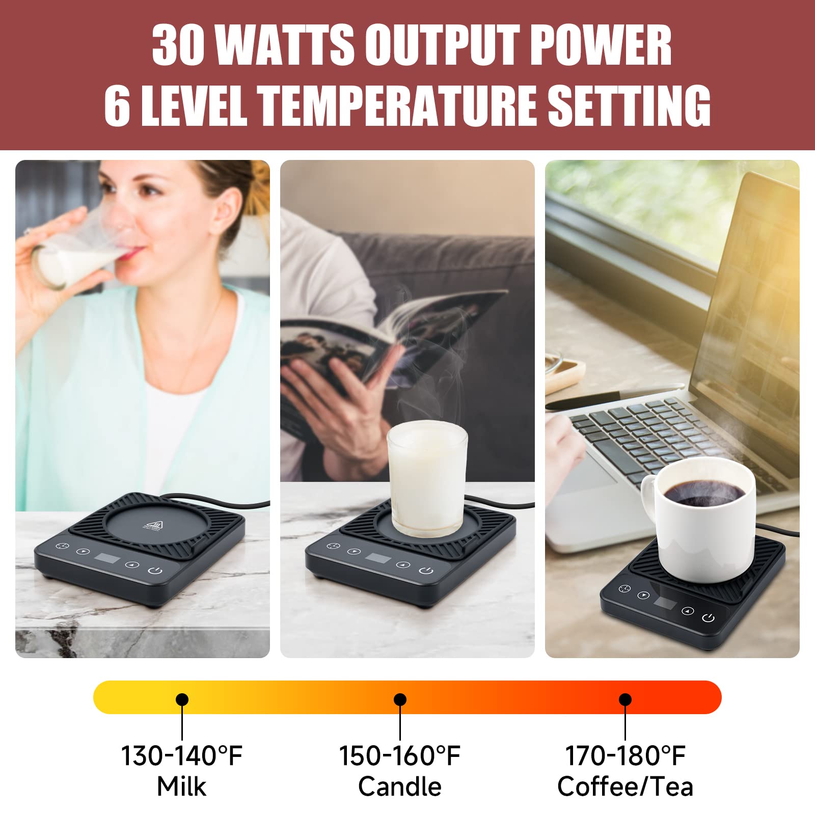Cafzed Mug Warmer with digital display shows precise temperature control