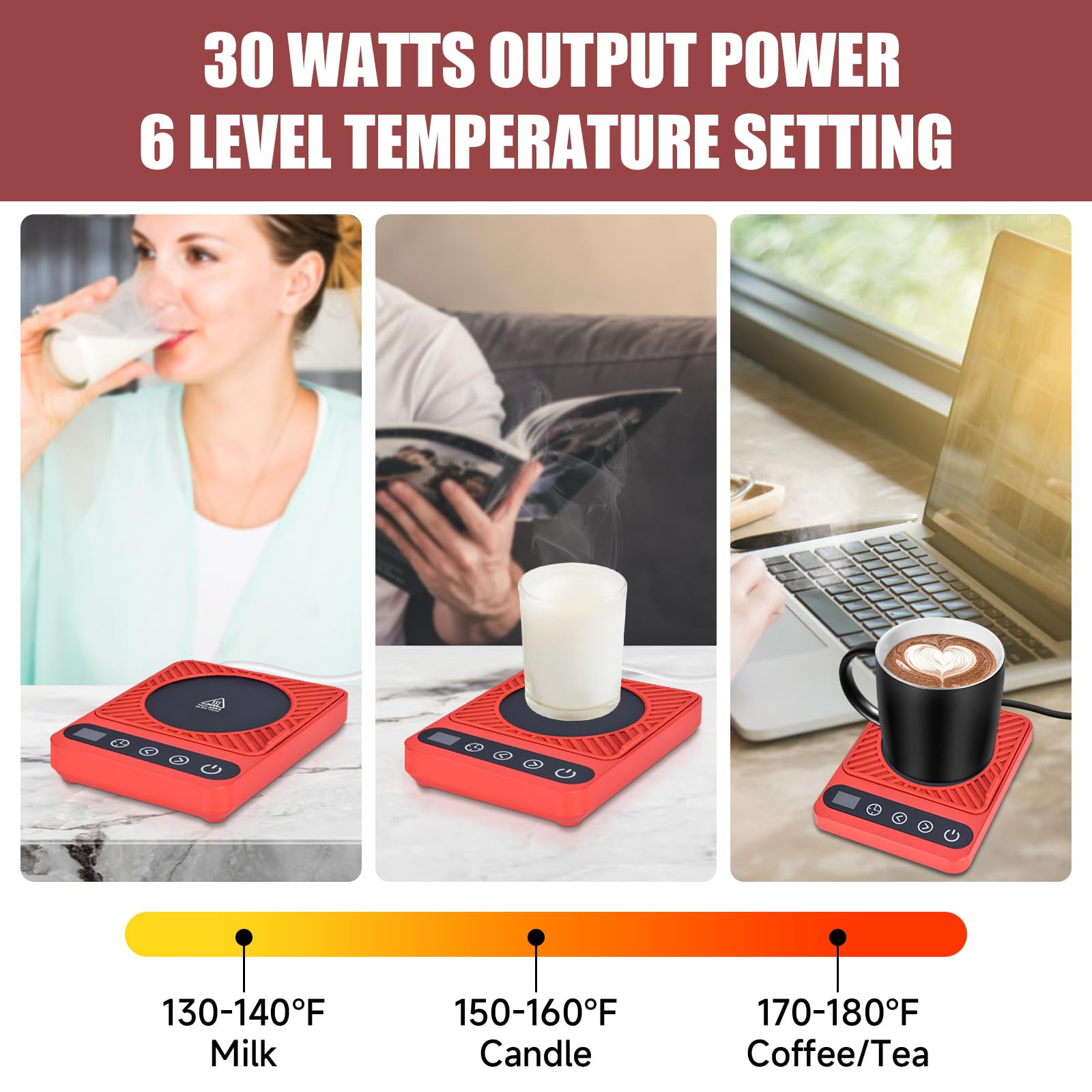 Cafzed Mug Warmer digital control panel allows precise temperature settings.
