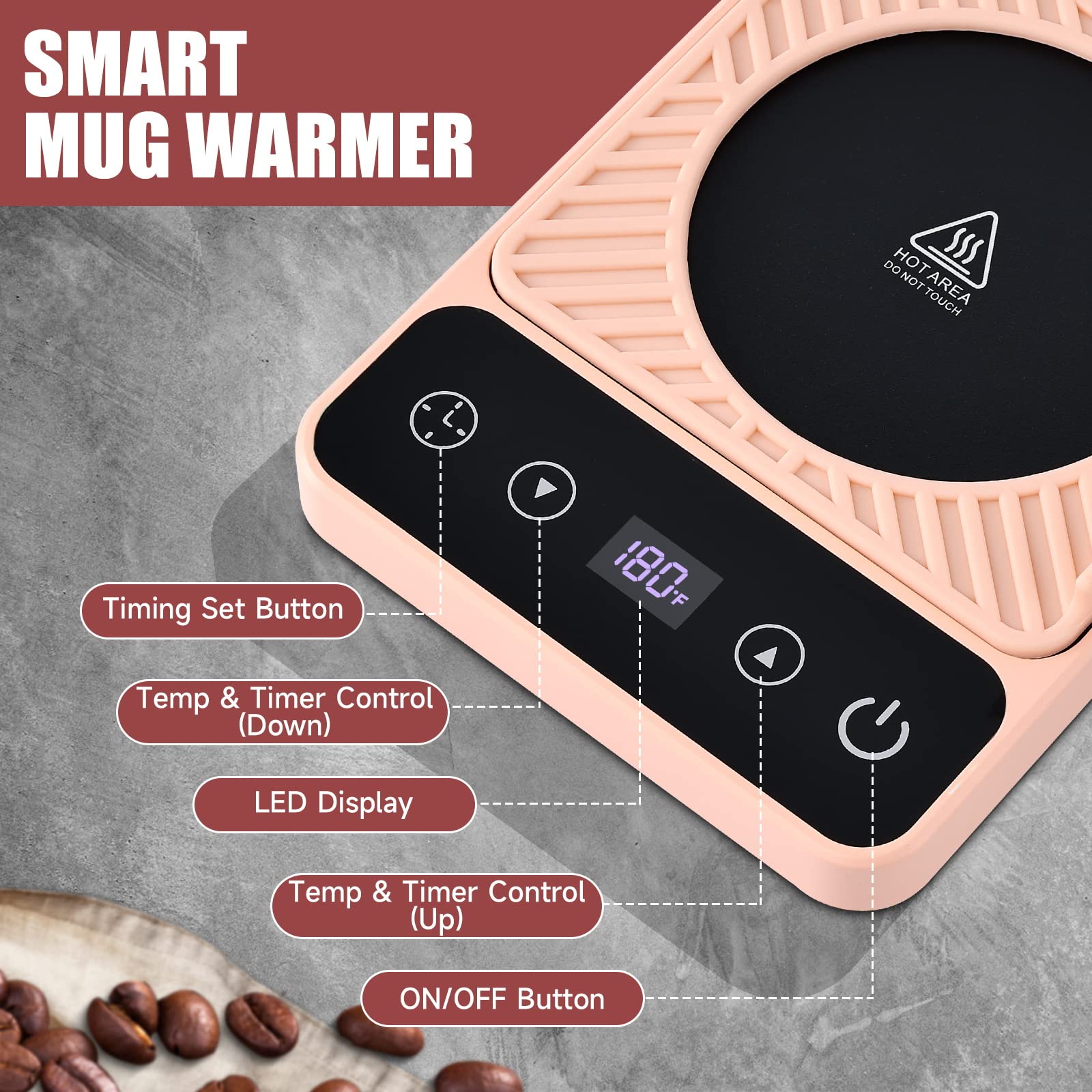 Cafzed Mug Warmer on a tidy desk keeps beverages at the perfect sipping temperature.