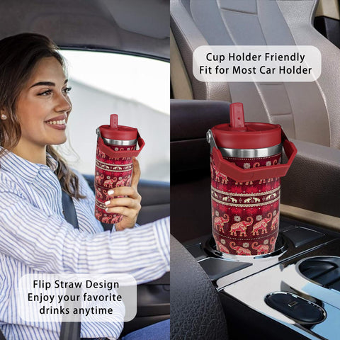 Cahduenx BPA-free lid and straw reduce spills while on the move.