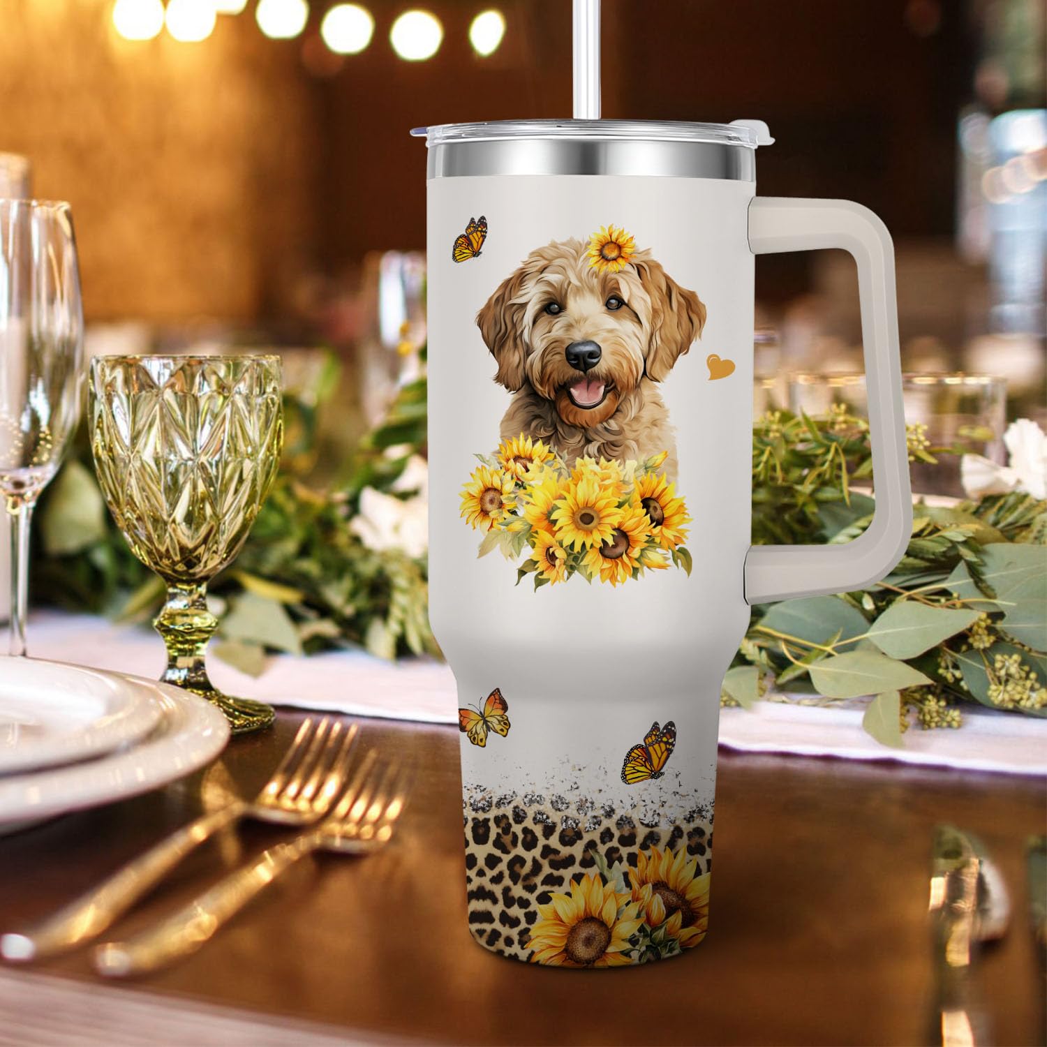 Caiibaoob dog-artwork tumbler highlighting vibrant artwork and daily hydration