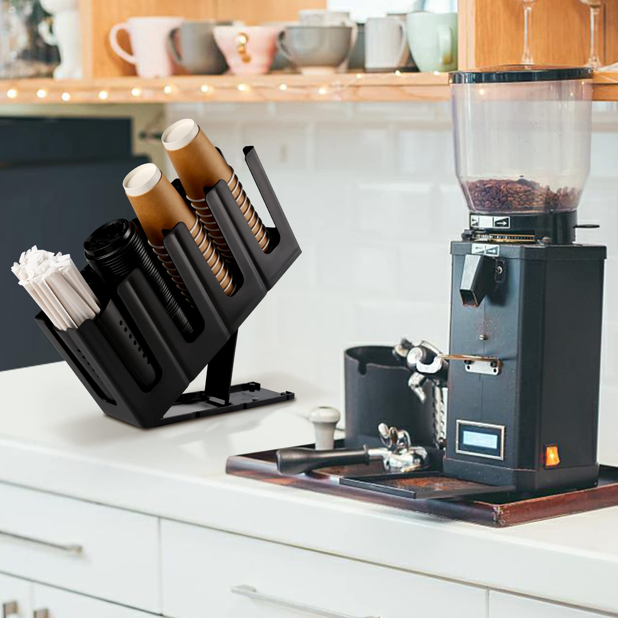 Cairondin cup holder with straw organizer view demonstrating multi-item storage.