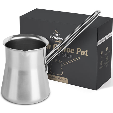 Caizen Coffee briki 24oz pour shows durable stainless steel for long-lasting use
