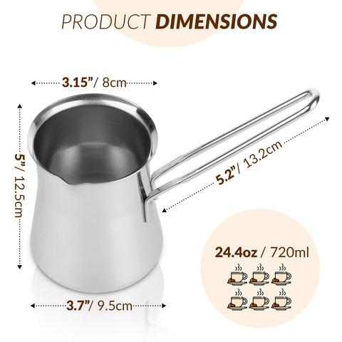 Caizen Greek briki features a cool-to-touch handle for safe pouring