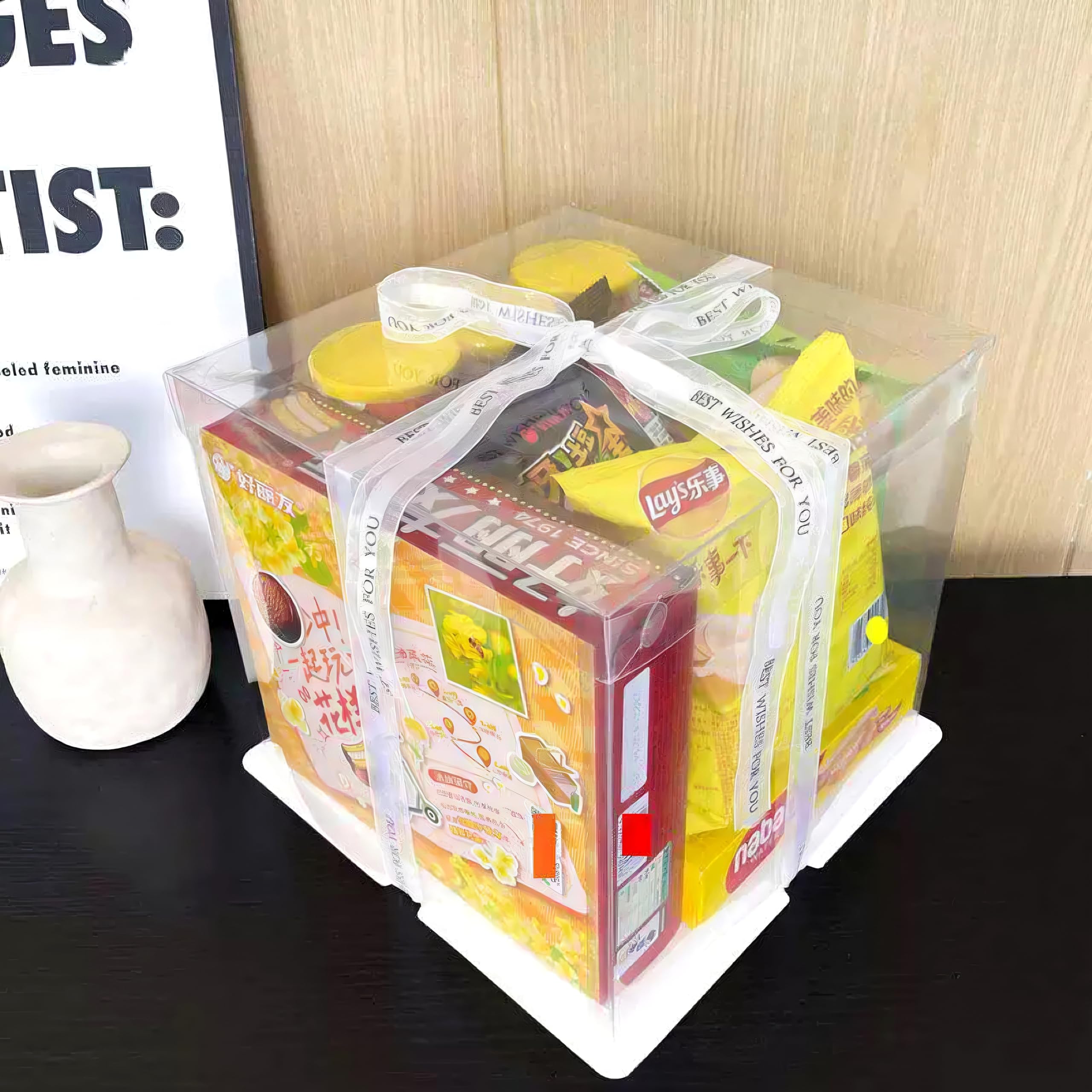 Cake Box Set Clear 5-Pcs flat-packed for easy storage.