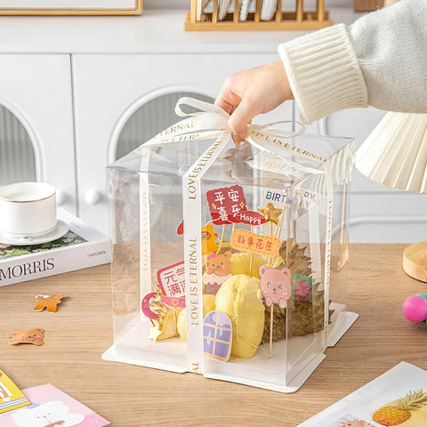 Cake Box Set Clear 5-Pcs food-grade material label communicates safety.