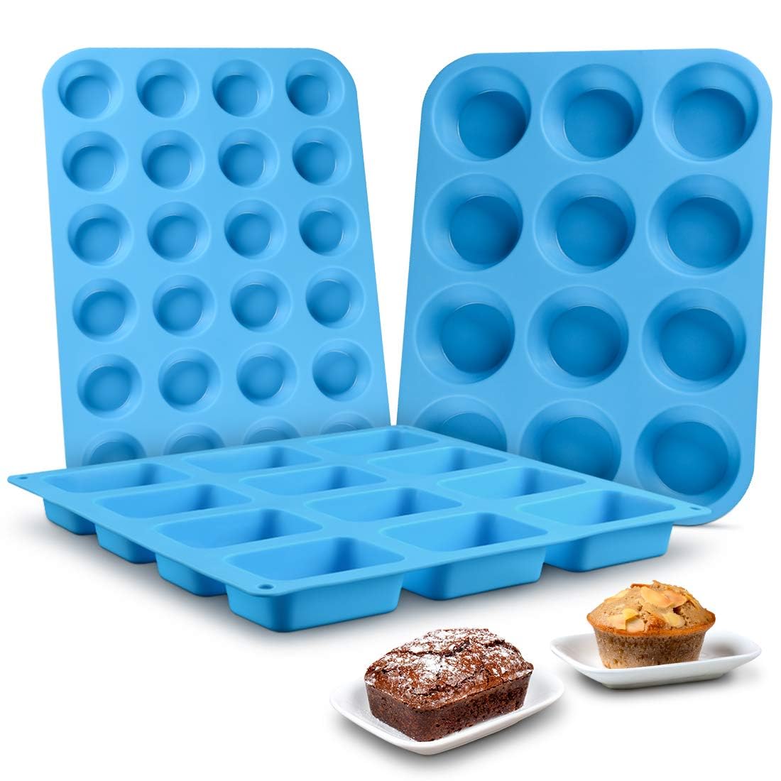 CAKETIME silicone 24-cup mini muffin pan for batch baking and portion control